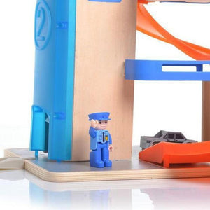 3 - Level Interactive Wooden Garage Playset with Cars, Helicopter & Elevator – 35 - Piece Toy Set for Kids - Fun Learning Store