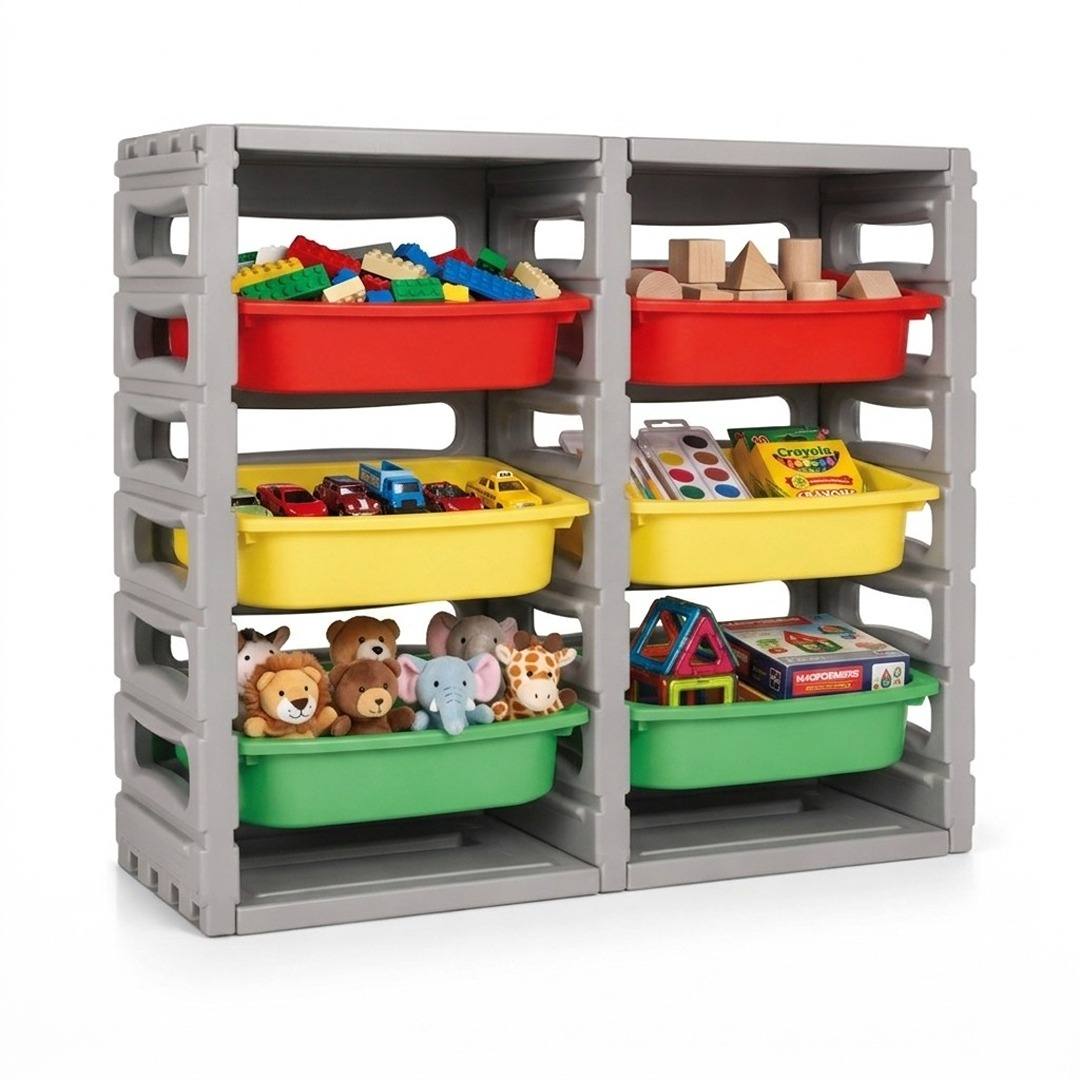 3 - Tier Discovery & Storage Station: 6 - Bin Multi - Purpose Organizer for Toys - Fun Learning Store
