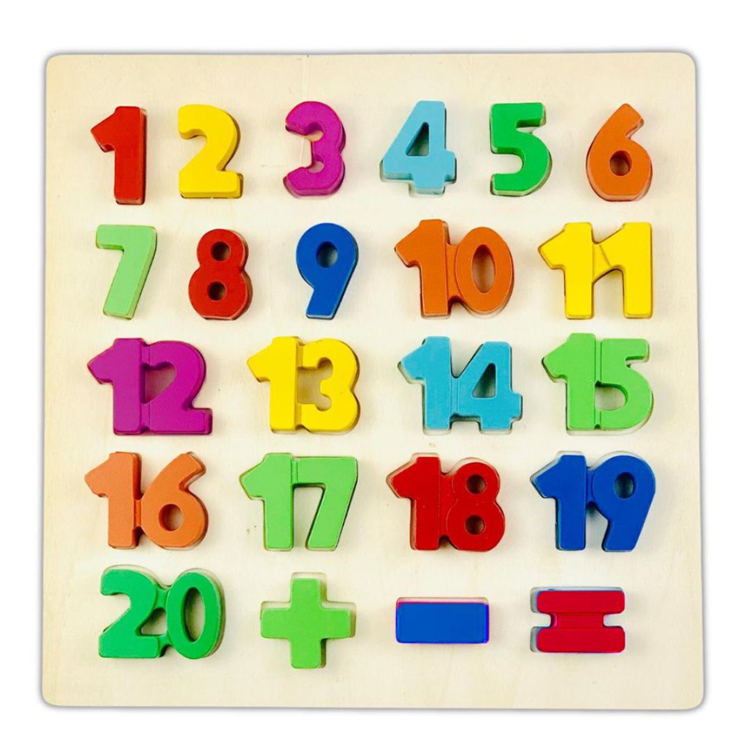 Wooden English Numbers 1-20 Puzzle Board