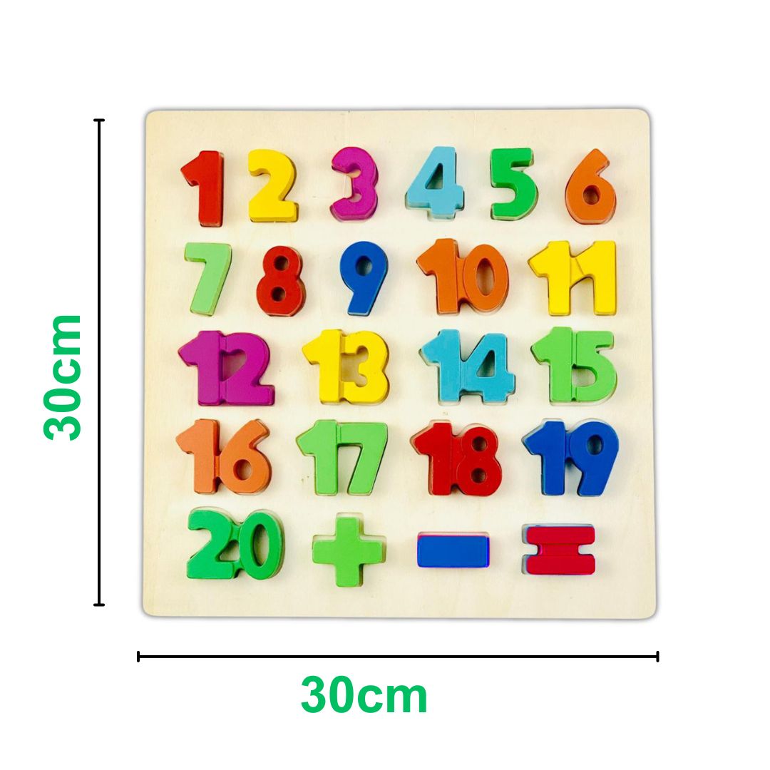 Wooden English Numbers 1-20 Puzzle Board