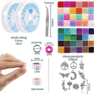 35000pcs 2mm Glass Seed Beads for Jewelry Making | 48 Colors | Supplies Kit for Crafting Necklaces & Bracelets - Fun Learning Store