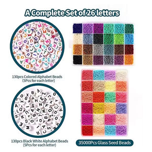 35000pcs 2mm Glass Seed Beads for Jewelry Making | 48 Colors | Supplies Kit for Crafting Necklaces & Bracelets - Fun Learning Store