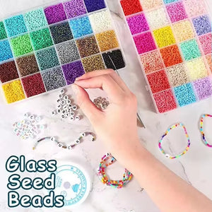 35000pcs 2mm Glass Seed Beads for Jewelry Making | 48 Colors | Supplies Kit for Crafting Necklaces & Bracelets - Fun Learning Store