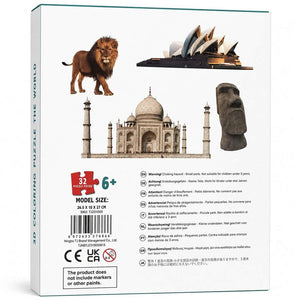 3D Coloring Puzzle – World | Educational Wooden Geography Puzzle for Kids - Fun Learning Store