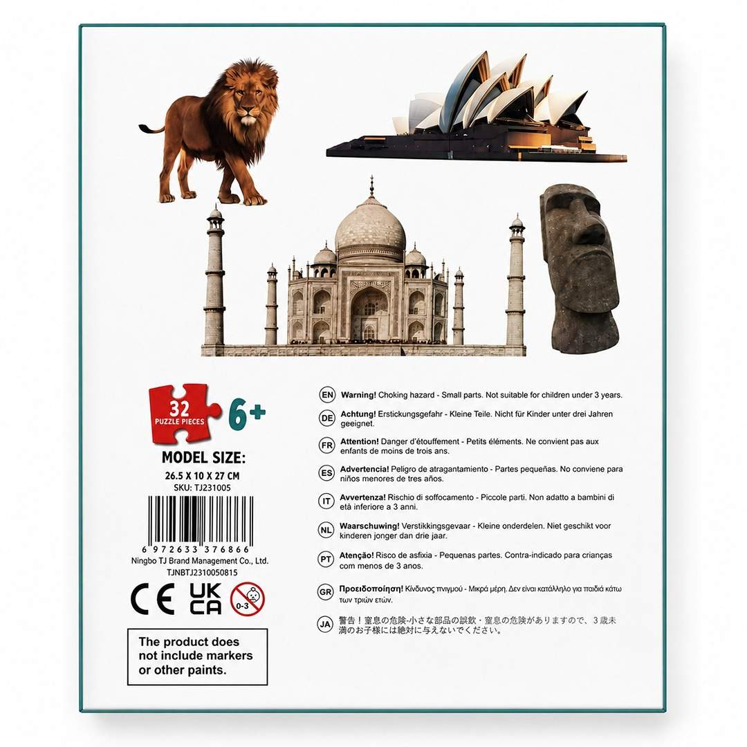 3D Coloring Puzzle – World | Educational Wooden Geography Puzzle for Kids - Fun Learning Store