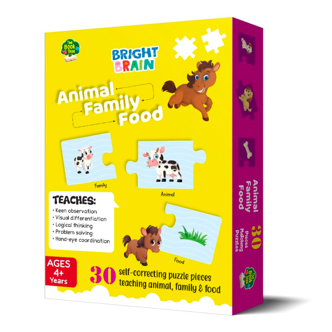 The Book Tree Animals Family Food Puzzle - 20+ Piece Jigsaw Puzzle for Preschoolers, Educational Toy for Learning Animals Family Food, Gifts for Kids Ages 3 to 6