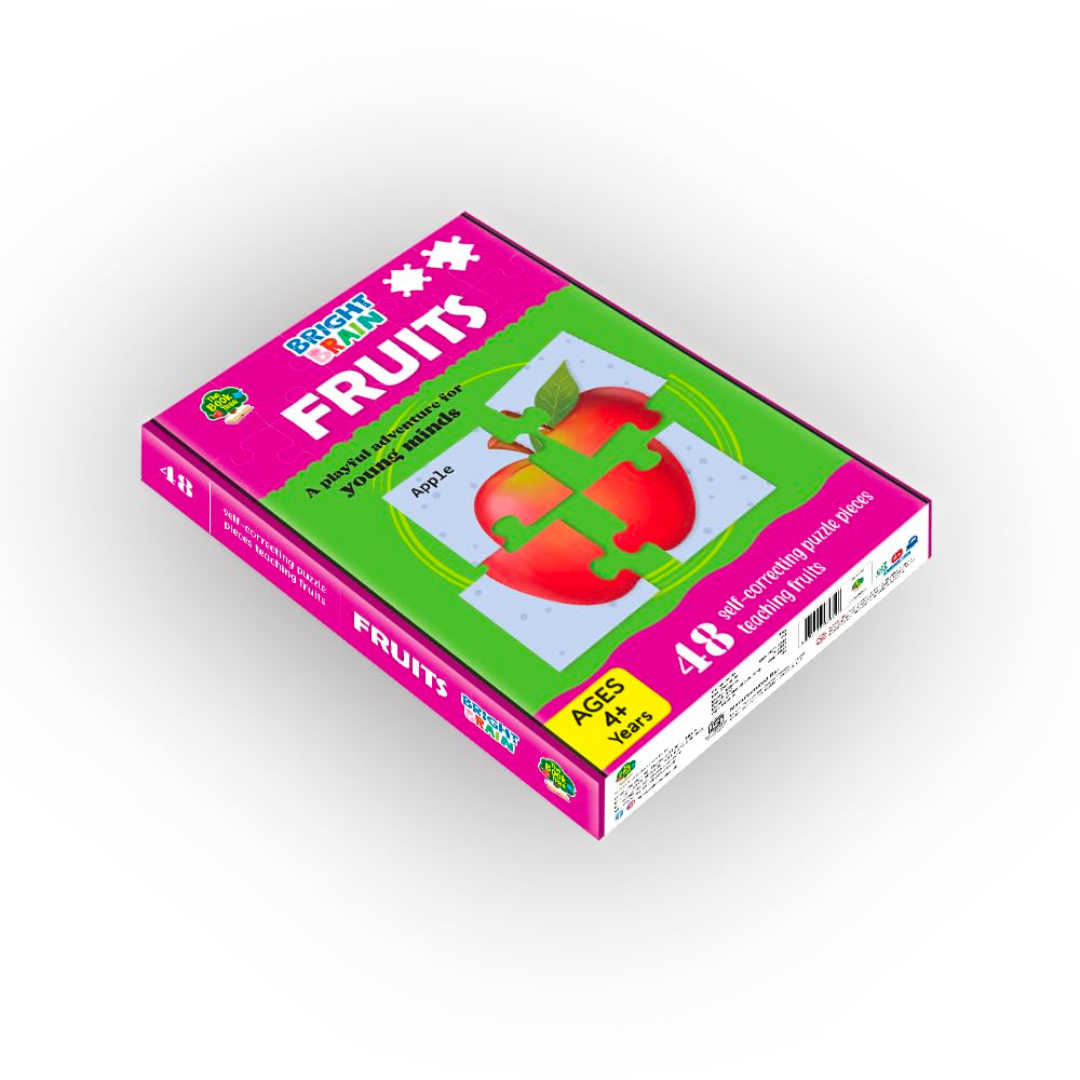 The Book Tree Bright Brain Fruits 48 Piece Jigsaw Puzzle for Preschoolers, Educational Toy for Learning Fruits, Gifts for Kids Ages 3 to 6