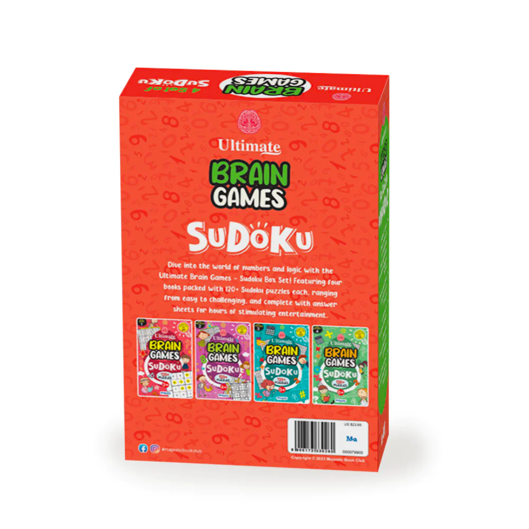 THE ULTIMATE BRAIN GAMES- SUDOKU FOR CHILDREN AND ADULTS: SET OF 4 BOOKS BRAIN BOOSTER ACTIVITY FOR KIDS MORE THAN 400 ACTIVITY VARYING LEVELS OF DIFFICULTY FROM EASY TO HARD
