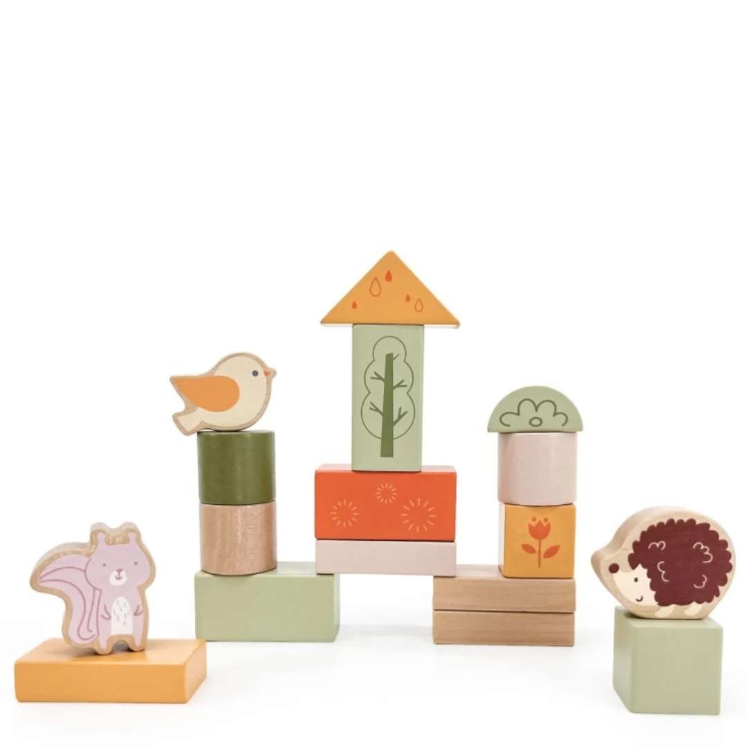 50-Piece Wooden Building Blocks - Green Forest: Unleash the Little Architect! - Fun Learning Store
