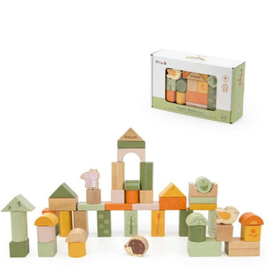 50-Piece Wooden Building Blocks - Green Forest: Unleash the Little Architect! - Fun Learning Store