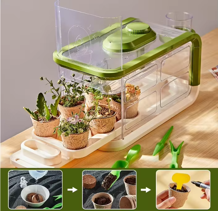 Educational Kids Plant Growing Kit with Drip Irrigation and LED Grow Light