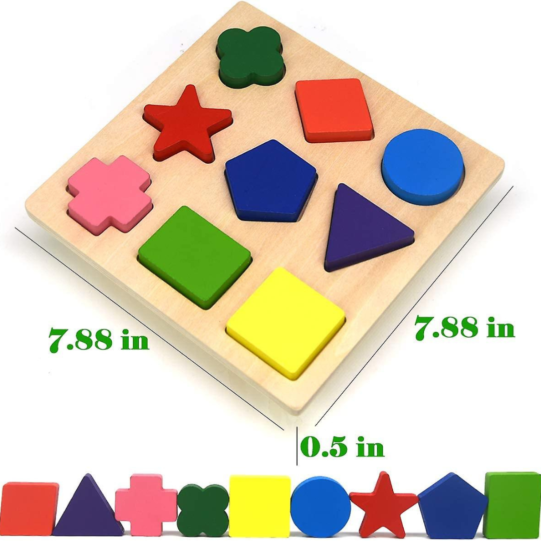 Montessori Wooden Geometry Puzzle Kids Early Educational Toy Set