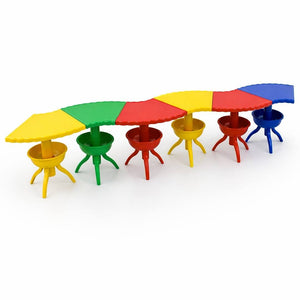 6 - Piece Modular Wavy Activity Table Set 126.5x49 cm: The Fun Zig - Zag Station - Fun Learning Store