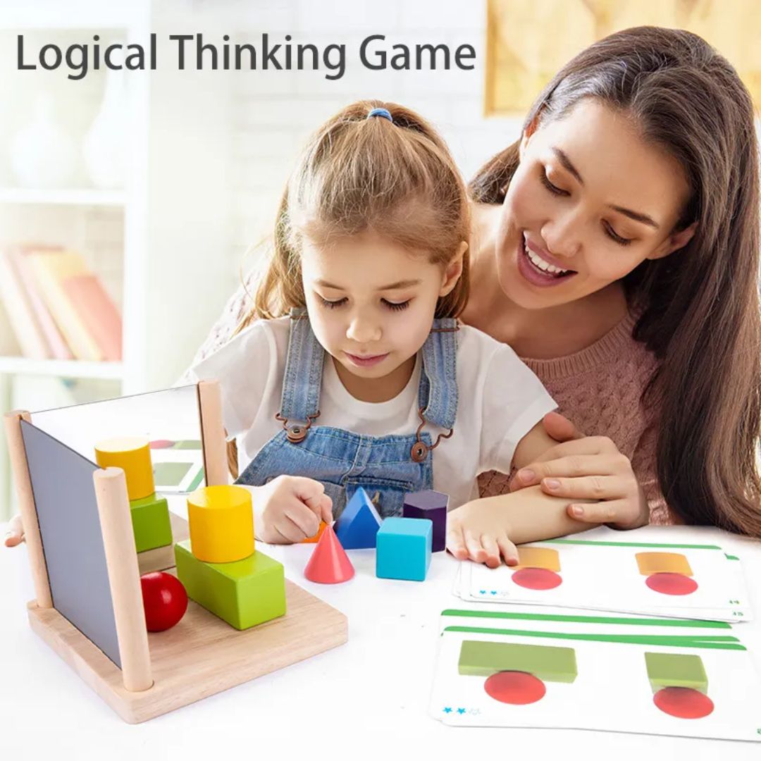 Educational Mirror Building Blocks Toy for Kids - Enhance Spatial Logical Thinking and Shape Recognition