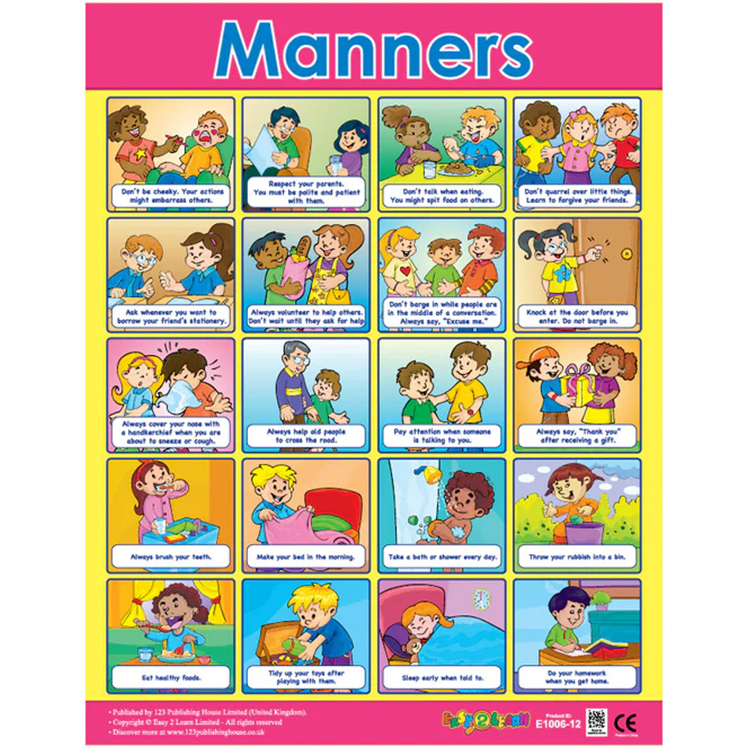 Good Manners Wall Chart Pack (6 Charts) – Teach Kids Positive Social Skills &Behavior