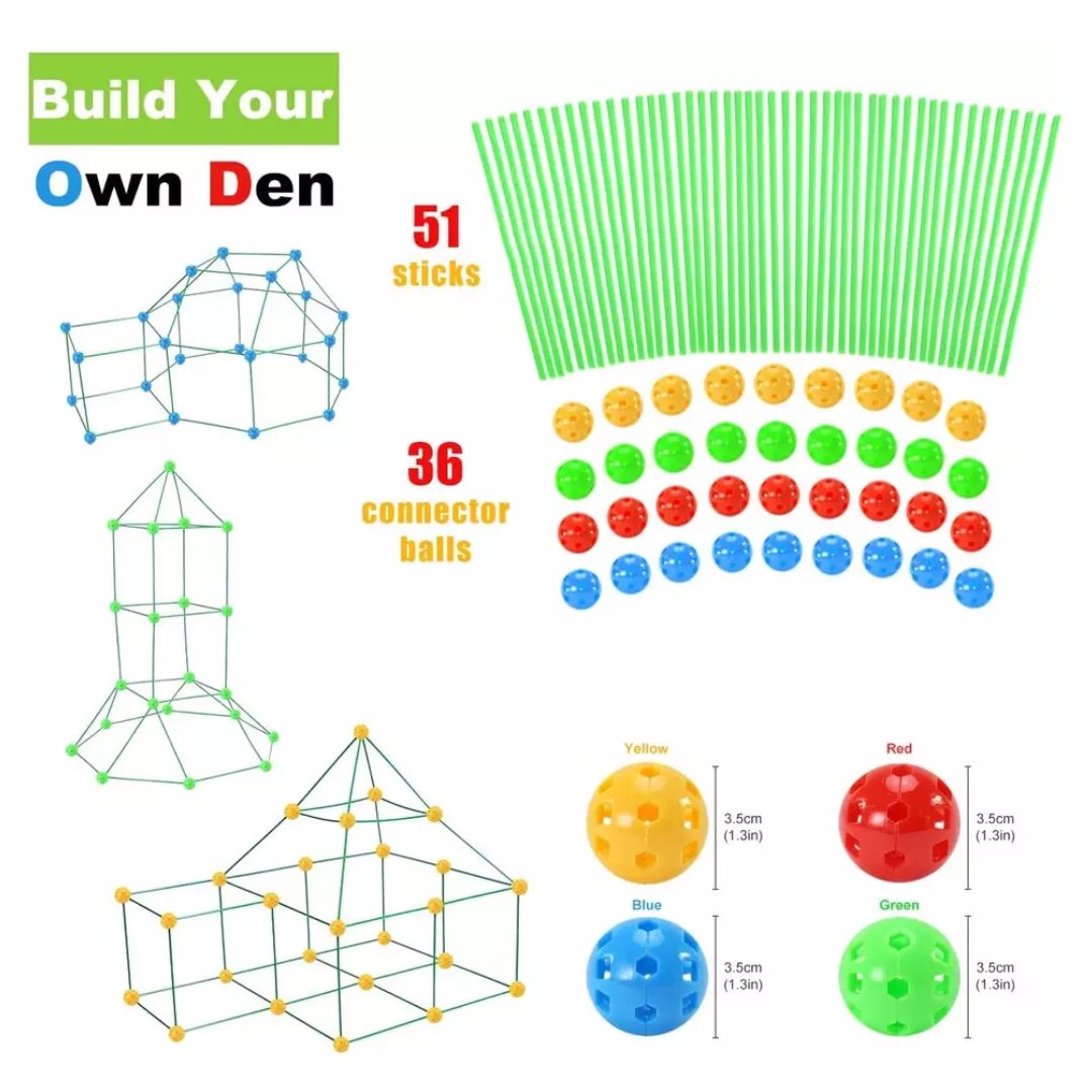 87 Pieces Build Your Own Den Set Kit - Present Children DIY Tent Fun Game Gift Kid Toys - Fun Learning Store