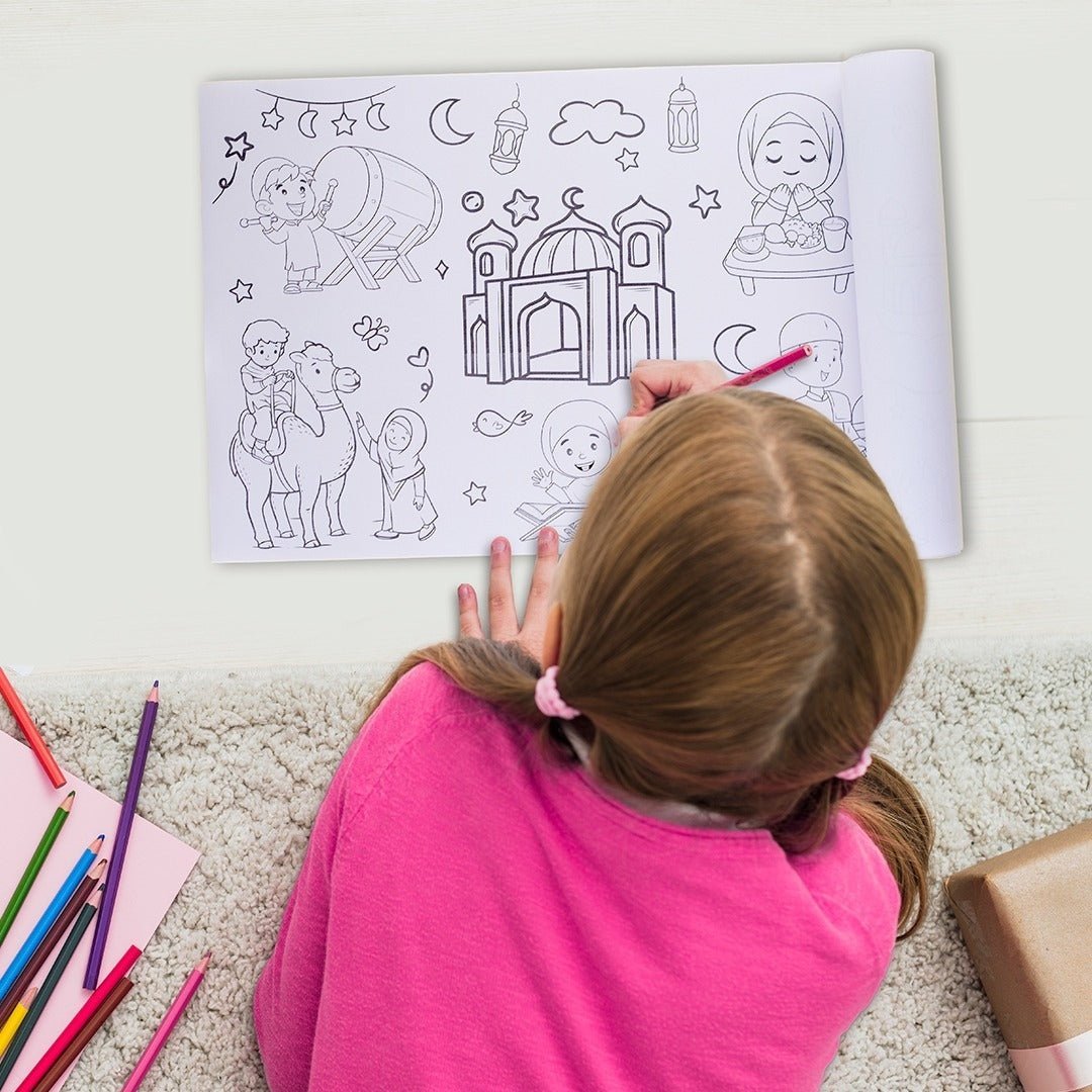 Muslim Kids Coloring Poster for Kids – 0.3×3 Meter with Coloring Pens – Fun & Engaging Islamic Designs - Fun Learning Store 3