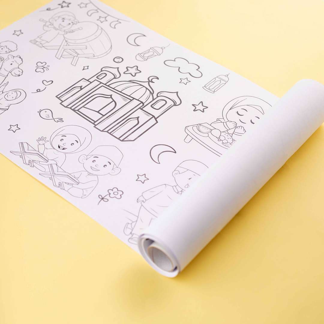 Muslim Kids Coloring Poster for Kids – 0.3×3 Meter with Coloring Pens – Fun & Engaging Islamic Designs - Fun Learning Store 