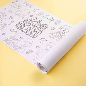 Muslim Kids Coloring Poster for Kids – 0.3×3 Meter with Coloring Pens – Fun & Engaging Islamic Designs - Fun Learning Store 