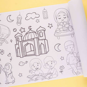 Muslim Kids Coloring Poster for Kids – 0.3×3 Meter with Coloring Pens – Fun & Engaging Islamic Designs - Fun Learning Store 