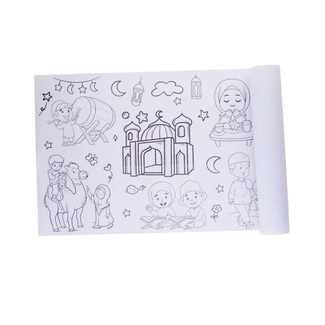 Muslim Kids Coloring Poster for Kids – 0.3×3 Meter with Coloring Pens – Fun & Engaging Islamic Designs - Fun Learning Store 