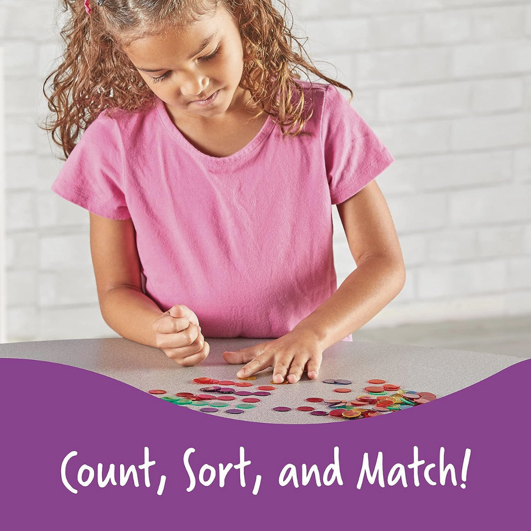 Transparent Counters Chips - Math, Matching, Counting Teaching for Kids - 300 Colorful Pieces