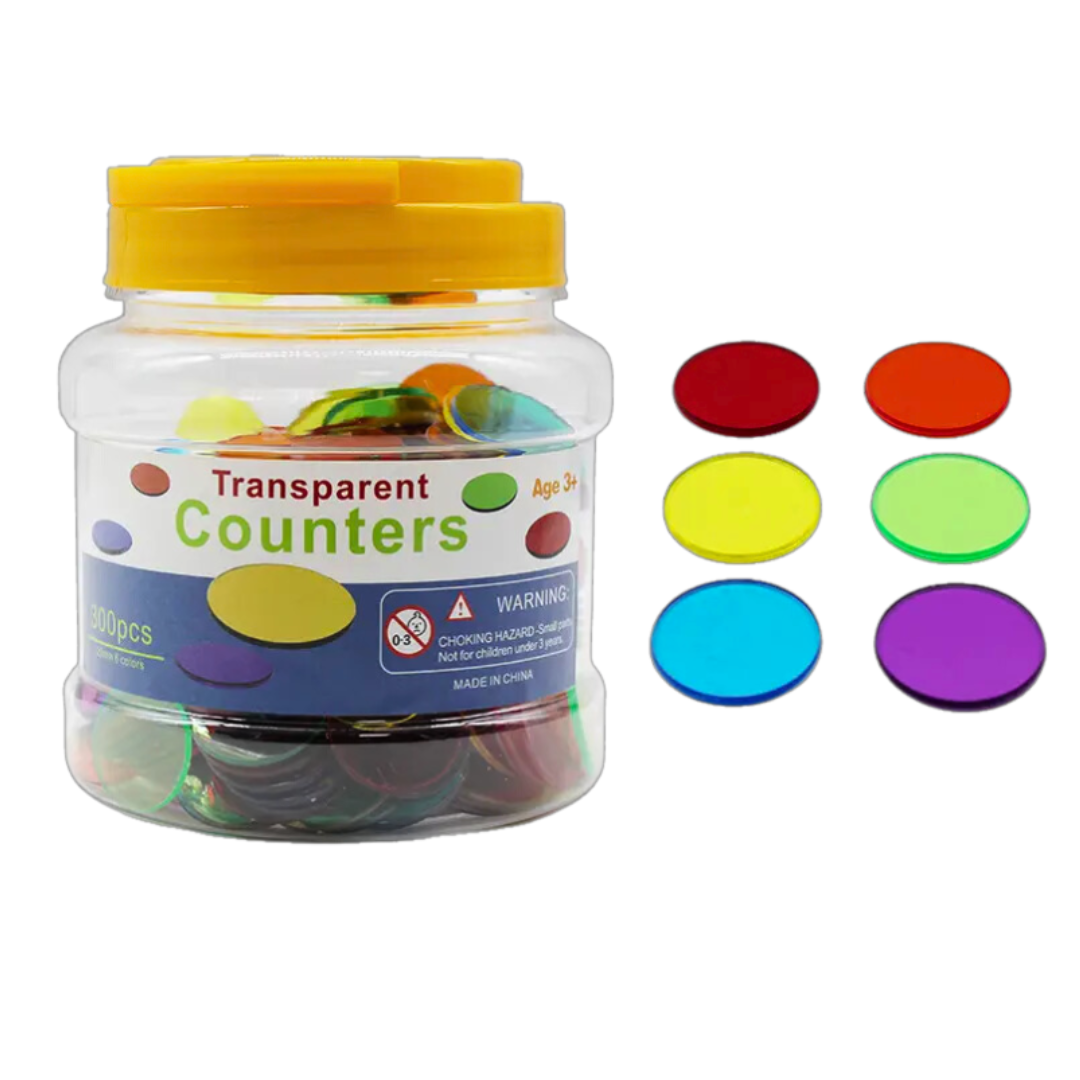 Transparent Counters 300 Colorful Pieces  for kids