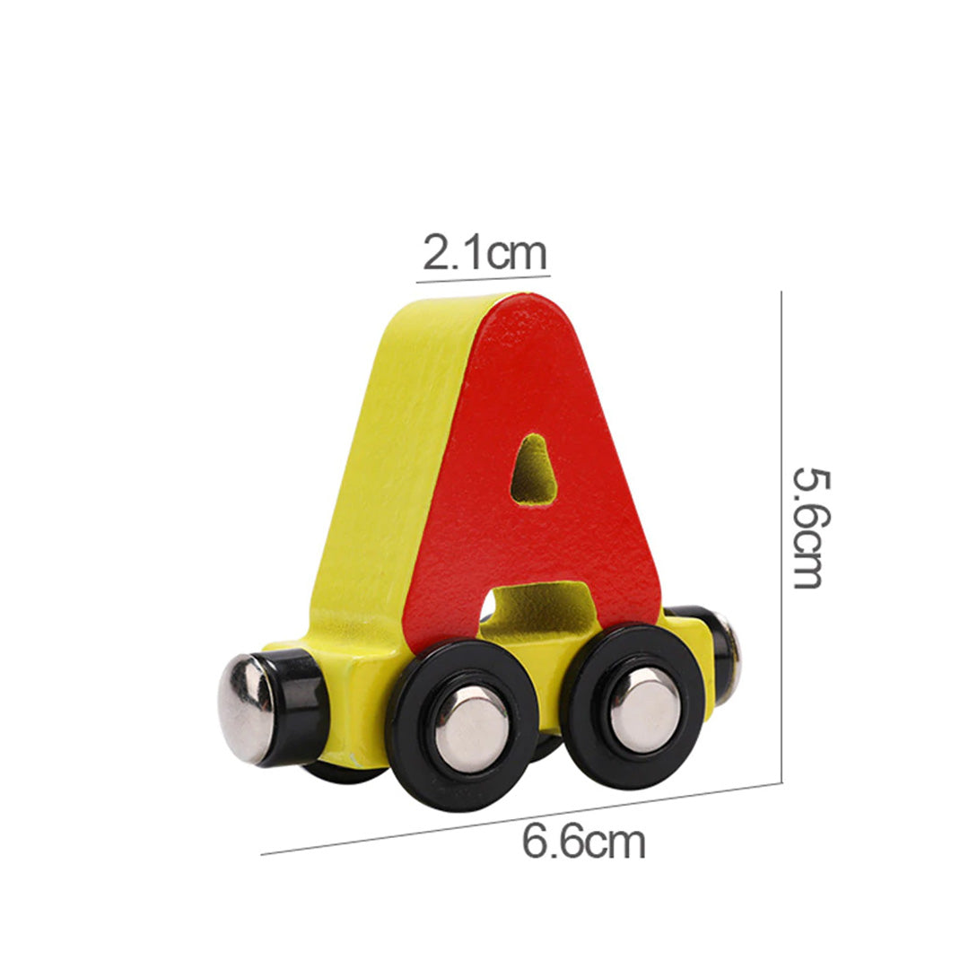 قطار سحب خشبي مغناطيسي مع حروف الأبجدية – لعبة تعليمية ممتعة للأطفال
 