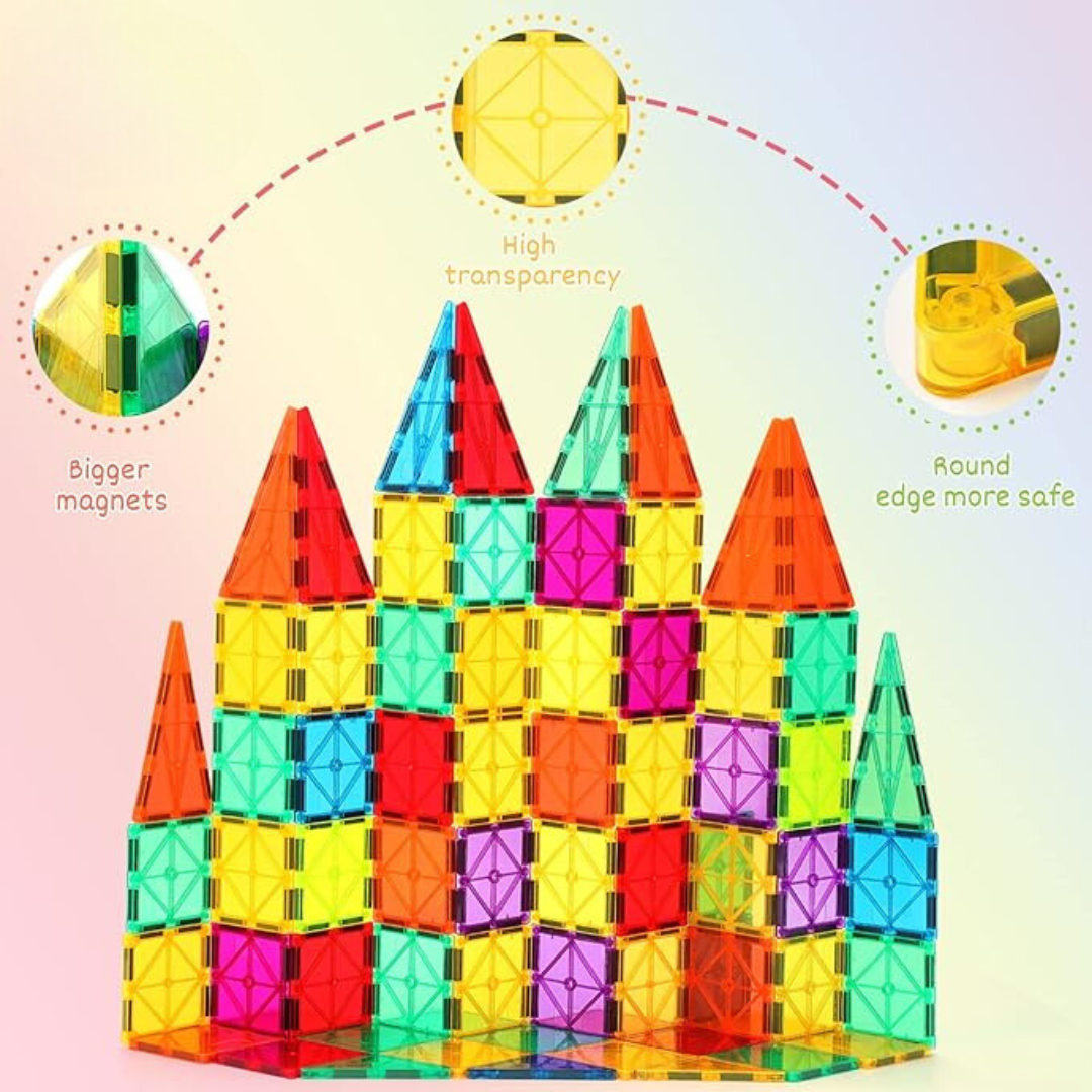 قطع البناء المغناطيسية ، 60 قطعة لعب بناء مغناطيسية ، مجموعة بناء مغناطيسية، هدية مثالية للأطفال من الأولاد والبنات