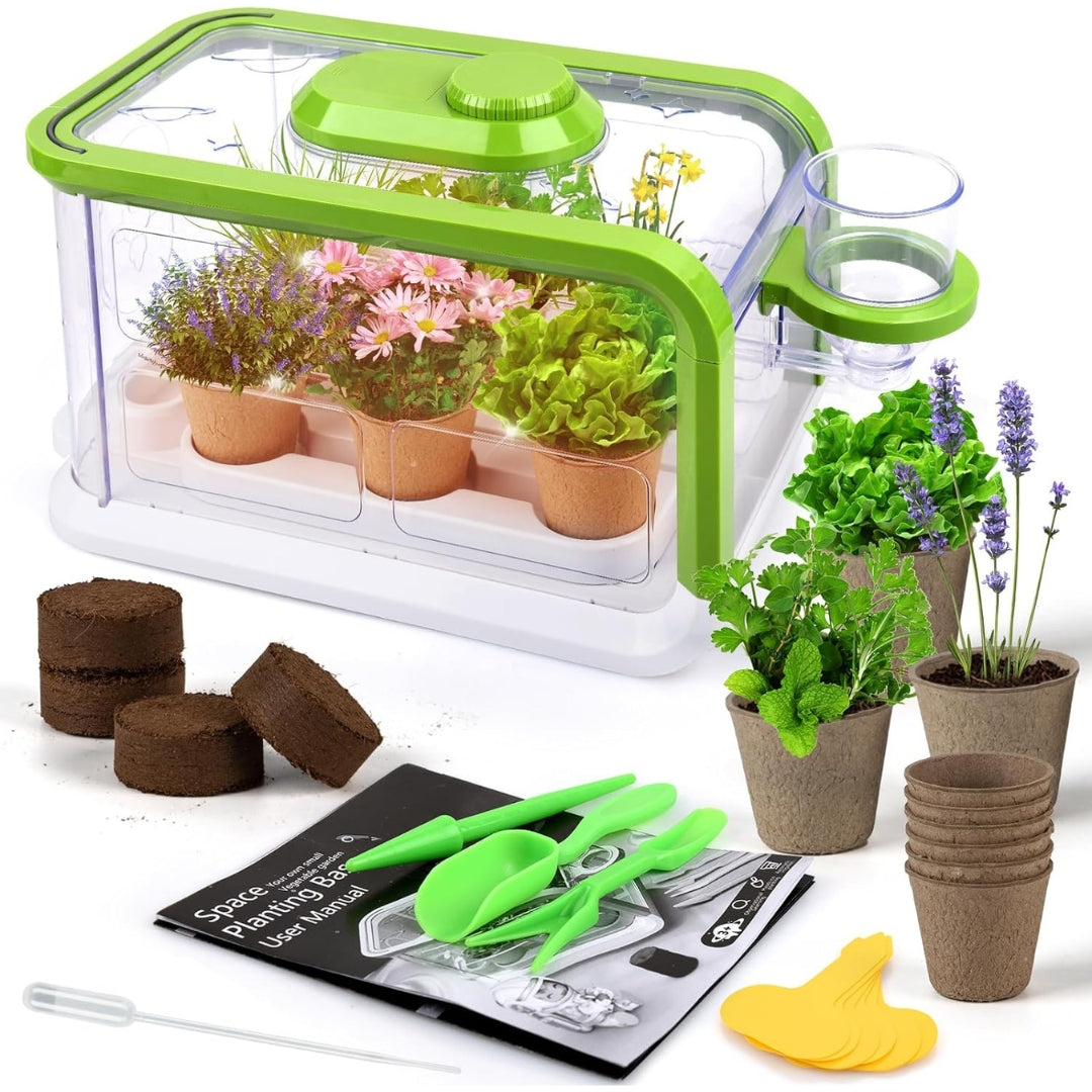 Educational Kids Plant Growing Kit with Drip Irrigation and LED Grow Light