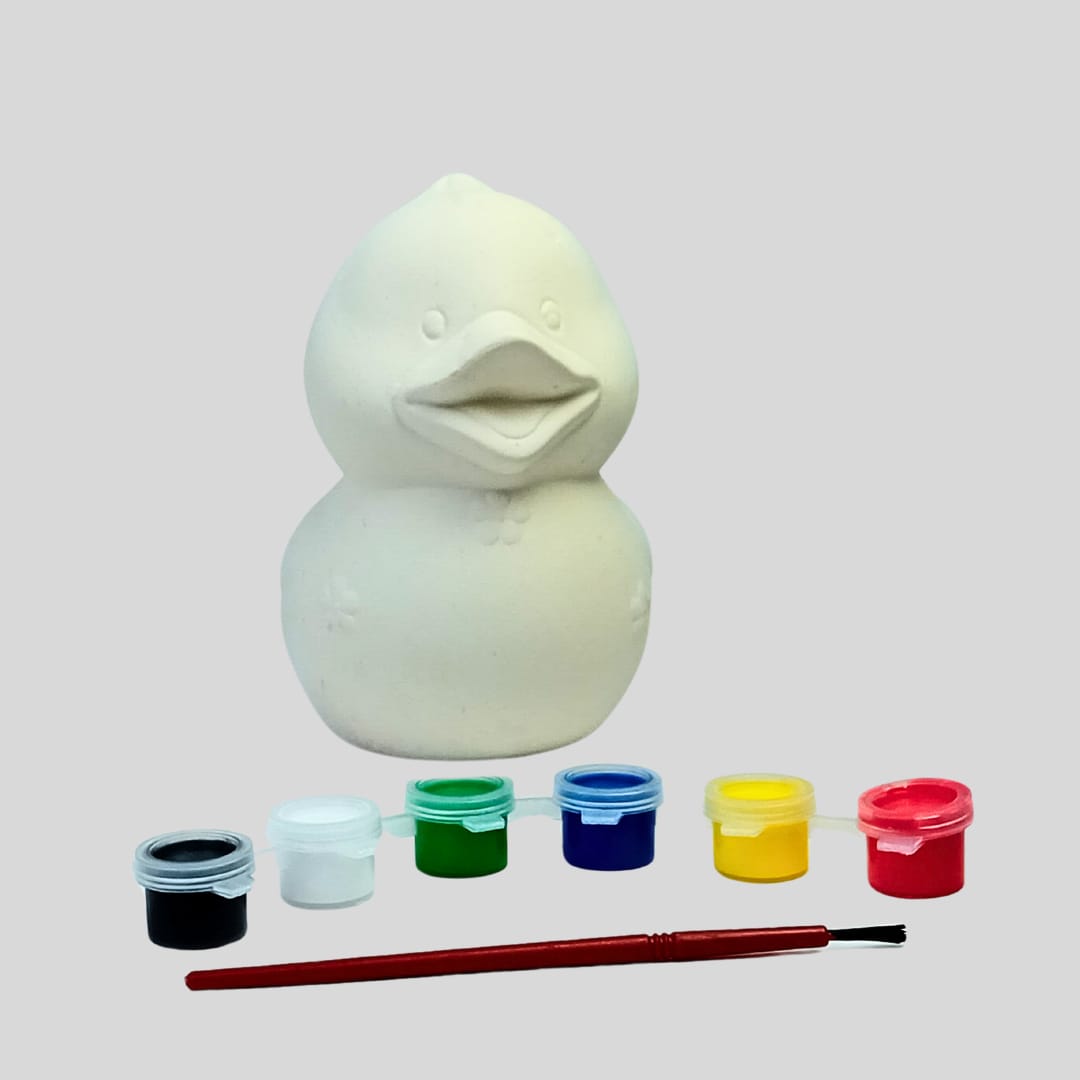 Includes 6 Paint Colors, Brush, and Plaster Duck