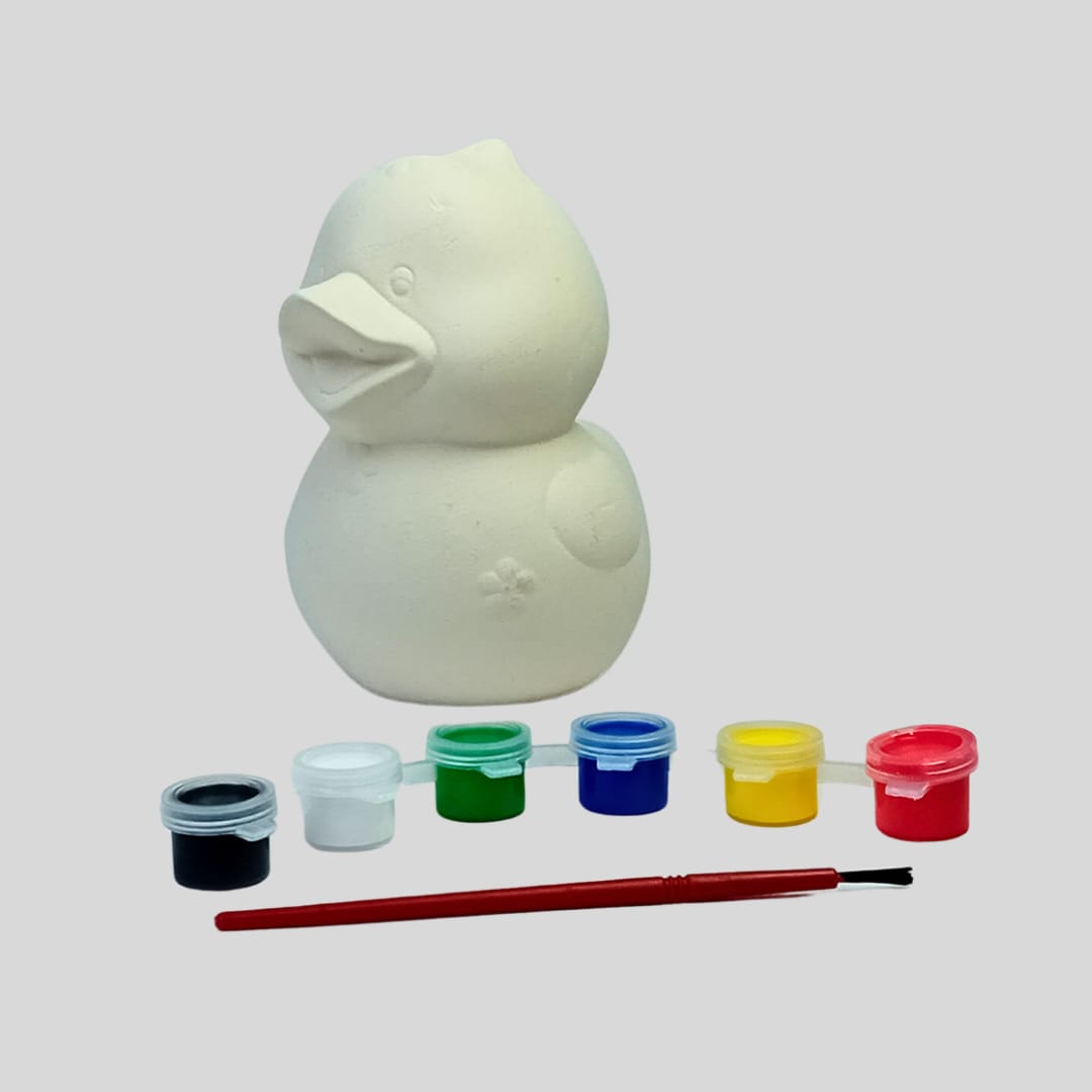 Includes 6 Paint Colors, Brush, and Plaster Duck
