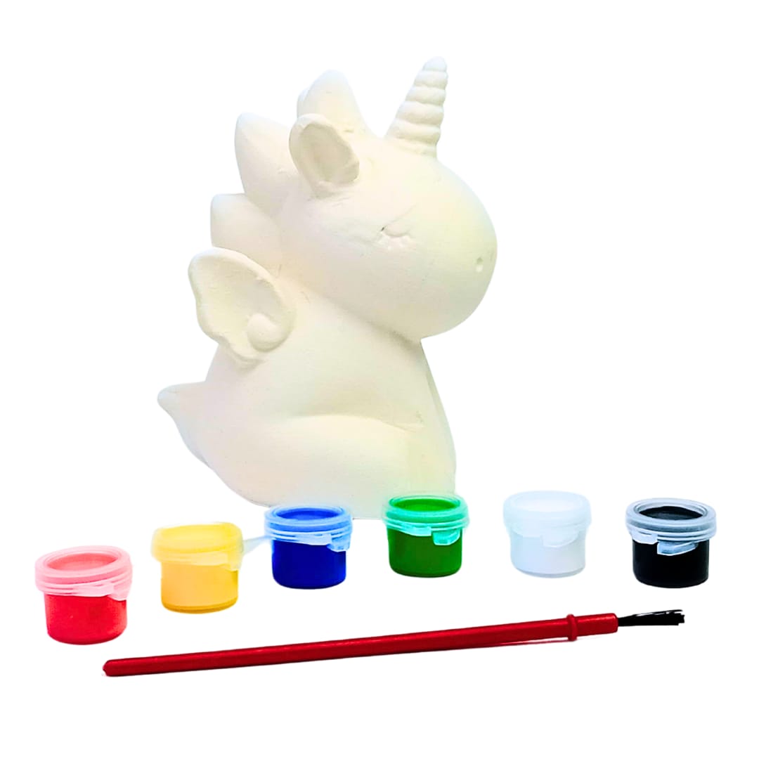 Includes 6 Paint Colors, Brush, and Plaster Unicorn