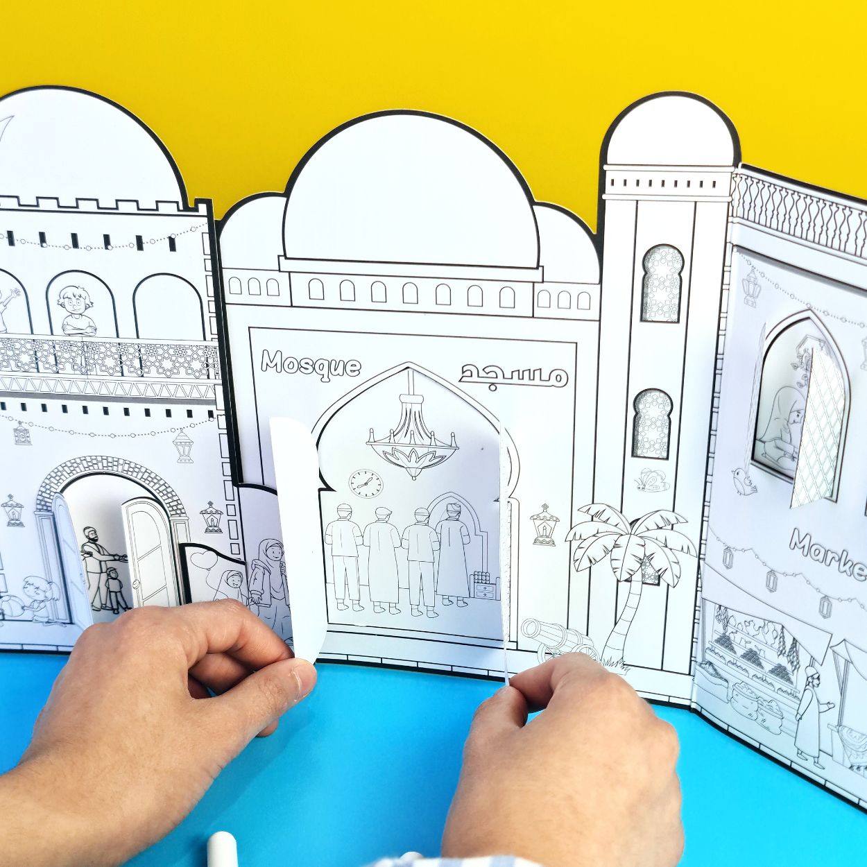 Simple Constructed Mosque 3D Paper Mosque: Build & Color Your Own Mosque – Fun Learning Store