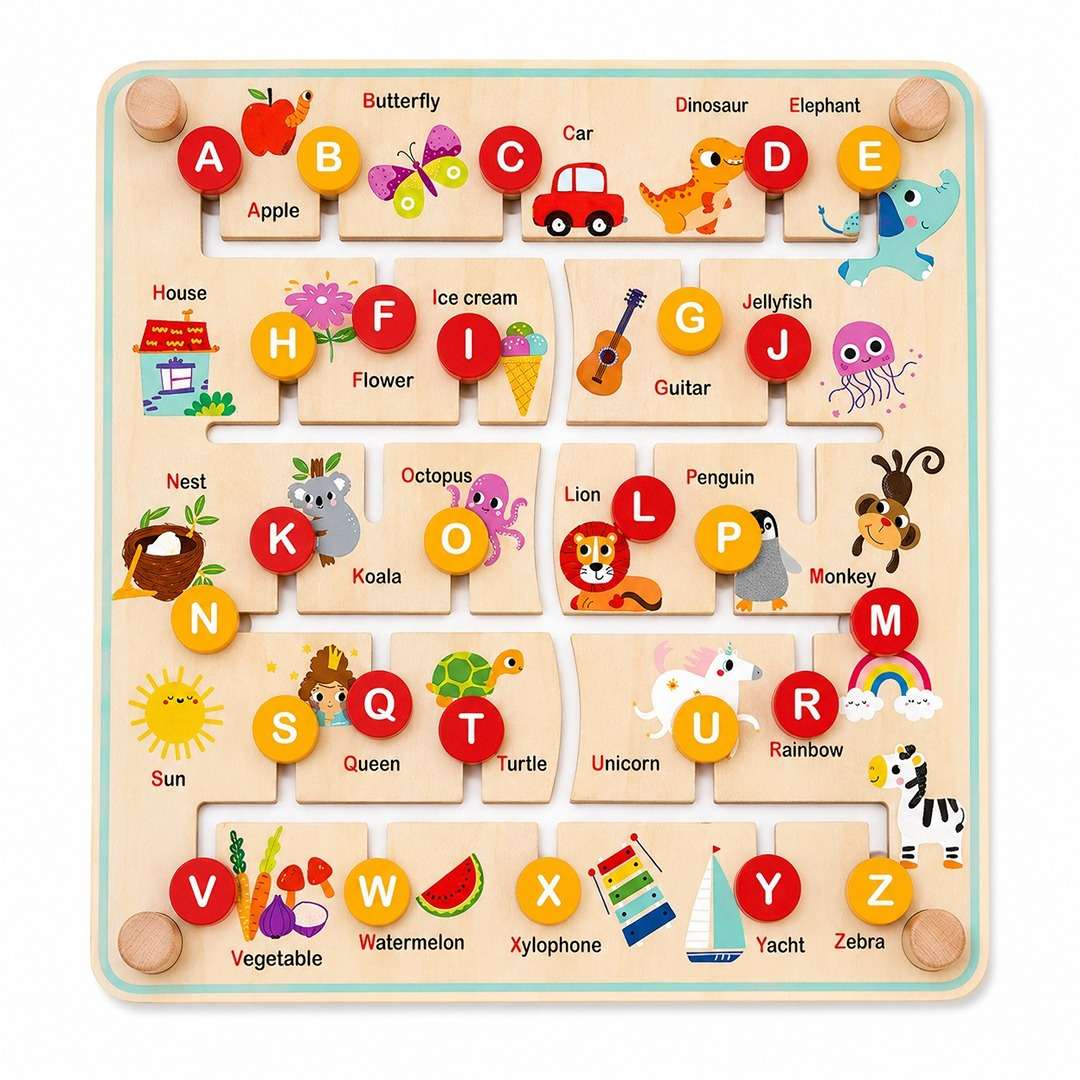 Alphabet & Farm Maze | Wooden Educational Sorting & Learning Board - Fun Learning Store