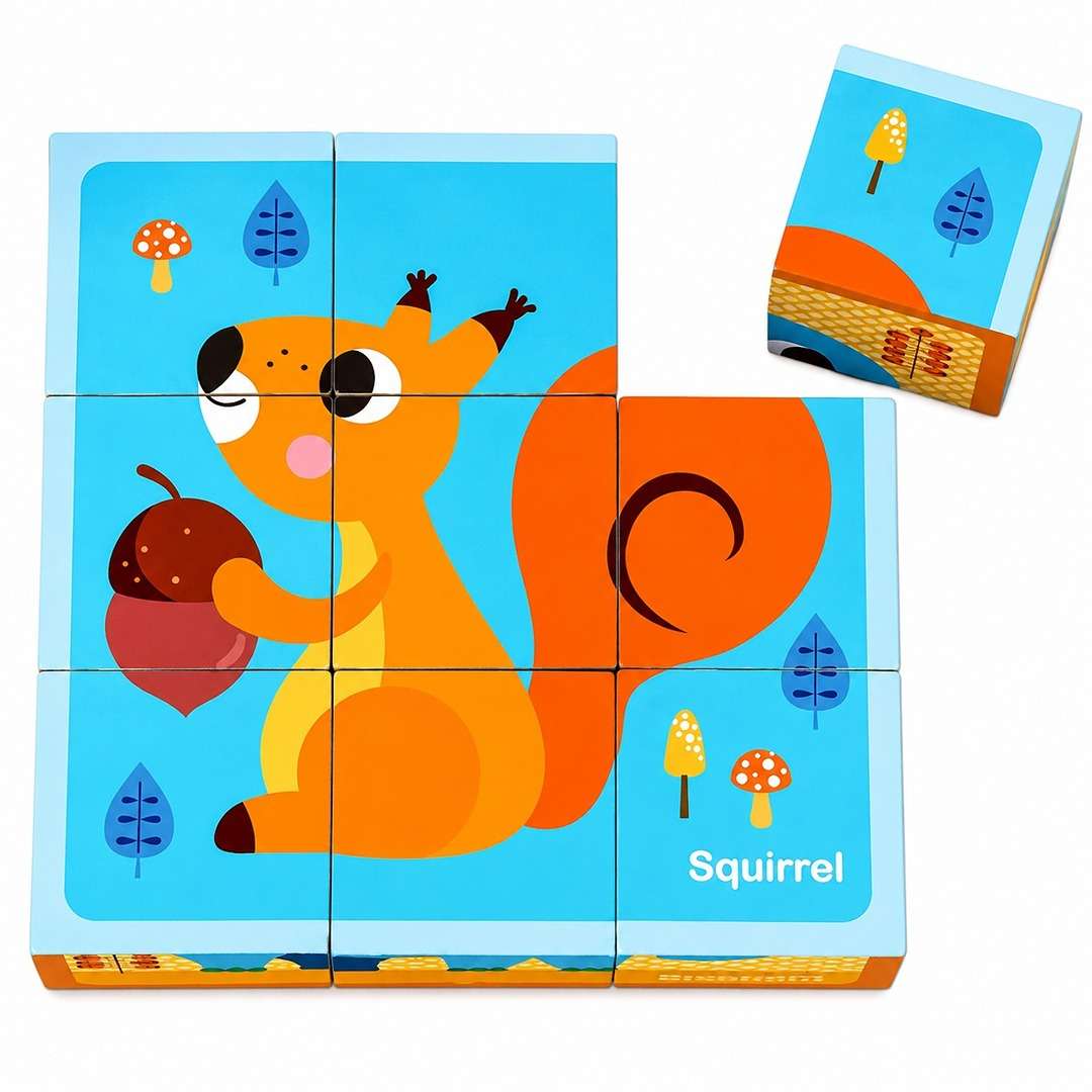 Animal Block Puzzle | Wooden 6-in-1 Educational Puzzle for Kids 2+ - Fun Learning Store