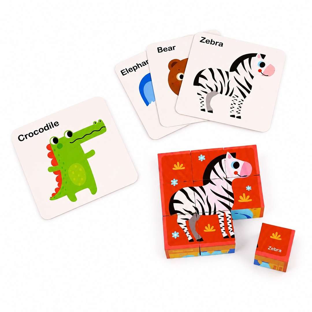 Animal Block Puzzle | Wooden 6-in-1 Educational Puzzle for Kids 2+ - Fun Learning Store