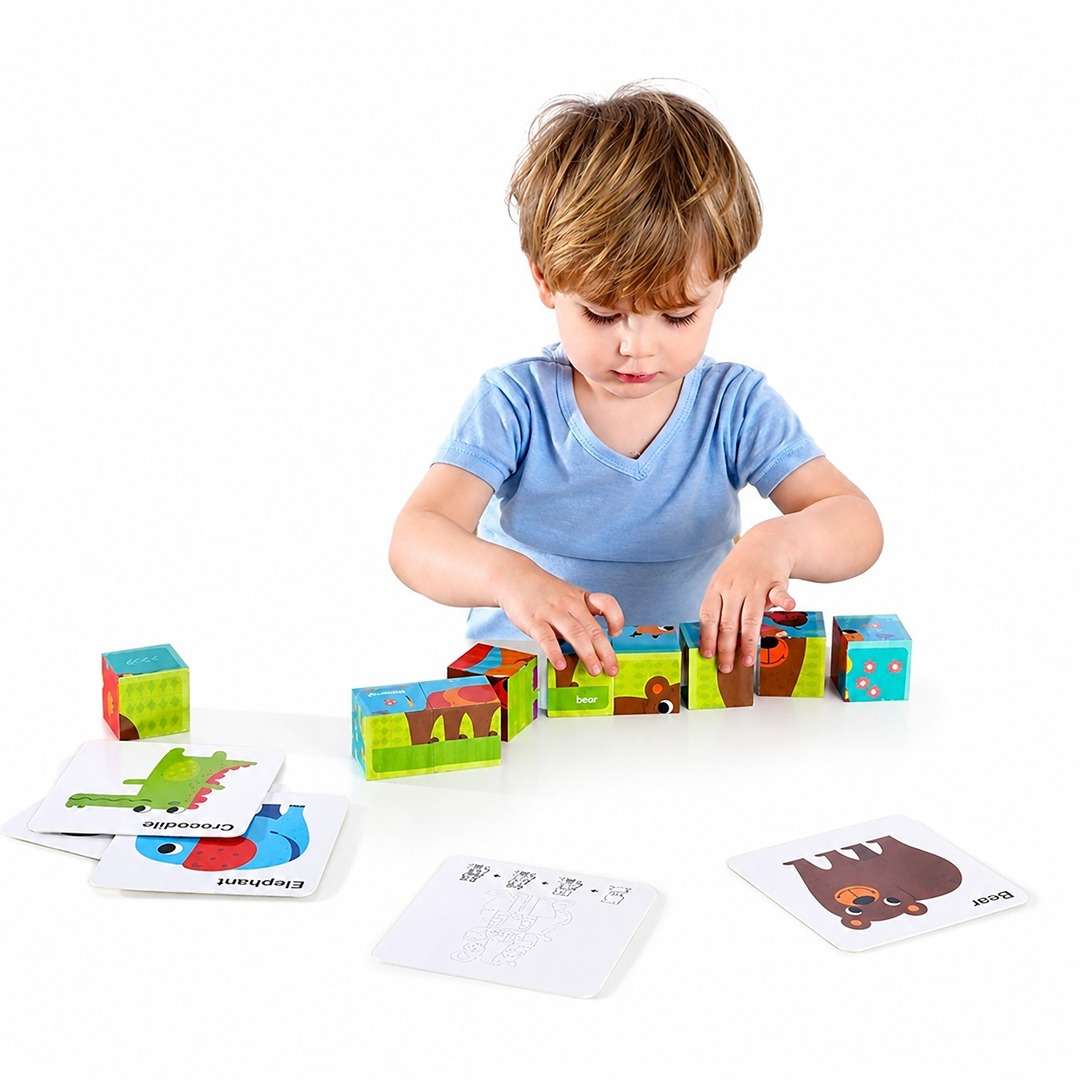 Animal Block Puzzle | Wooden 6-in-1 Educational Puzzle for Kids 2+ - Fun Learning Store
