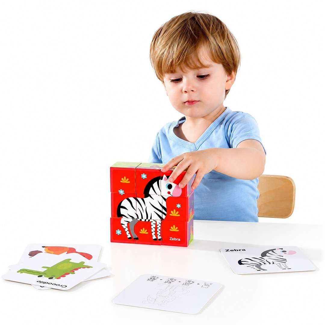 Animal Block Puzzle | Wooden 6-in-1 Educational Puzzle for Kids 2+ - Fun Learning Store