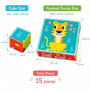 Animal Block Puzzle | Wooden 6-in-1 Educational Puzzle for Kids 2+ - Fun Learning Store