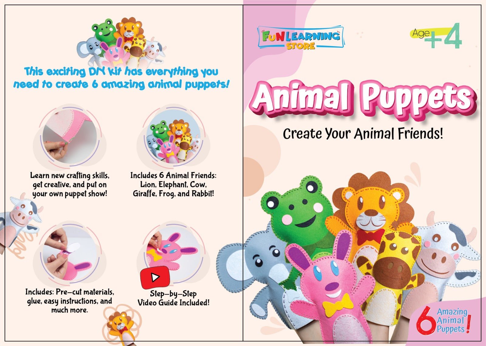 Animal Puppets DIY Kit - Create Your Animal Friends! - Fun Learning Store