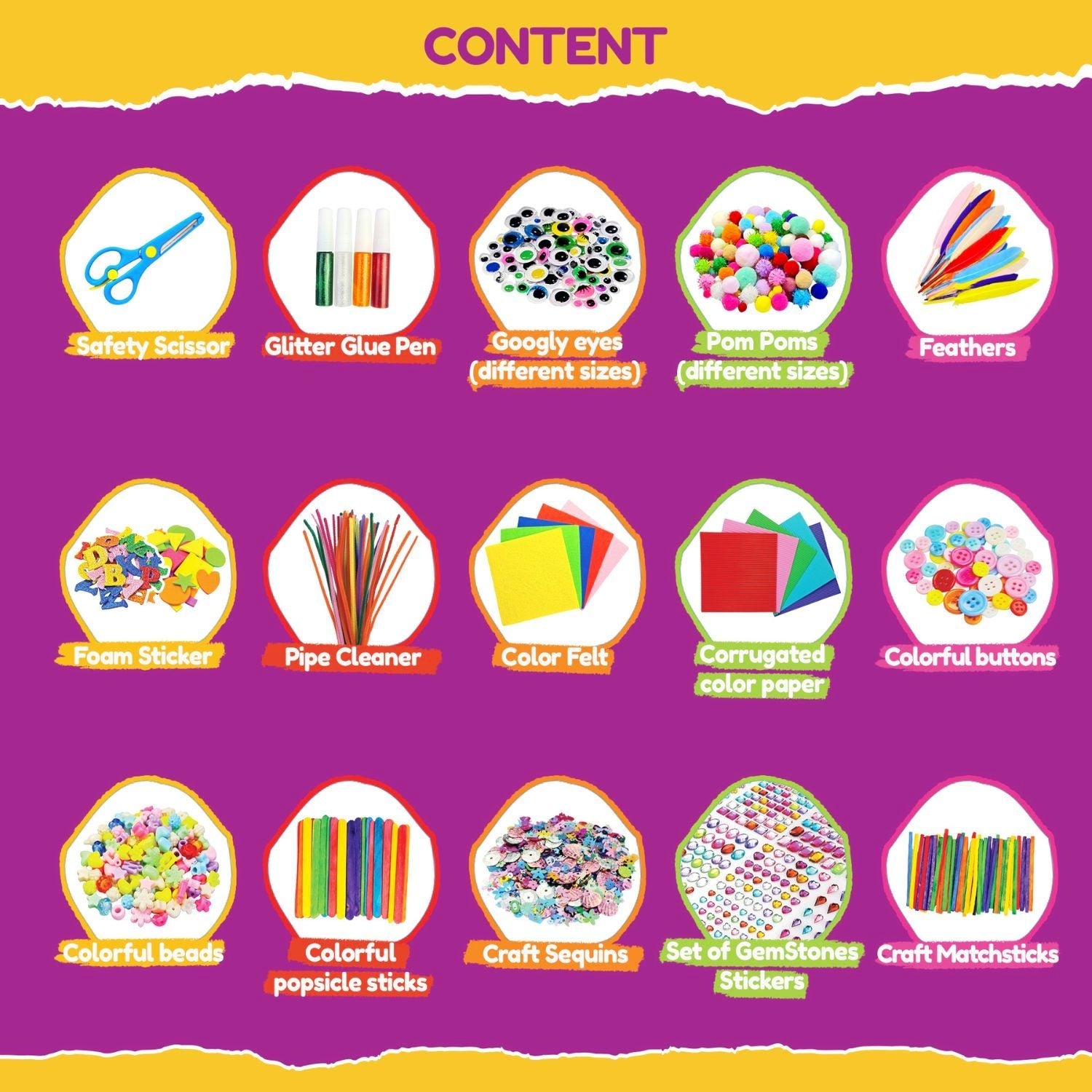 Art & Craft Activity Kit for Kids | 650+ Craft Pieces - Fun Learning Store