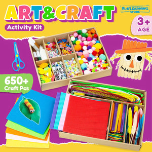 Art & Craft Activity Kit for Kids | 650+ Craft Pieces - Fun Learning Store