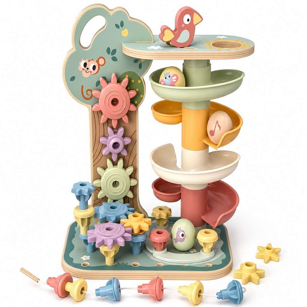 Ball Drop Track Set | Wooden Marble Run with Xylophone 18m+ - Fun Learning Store