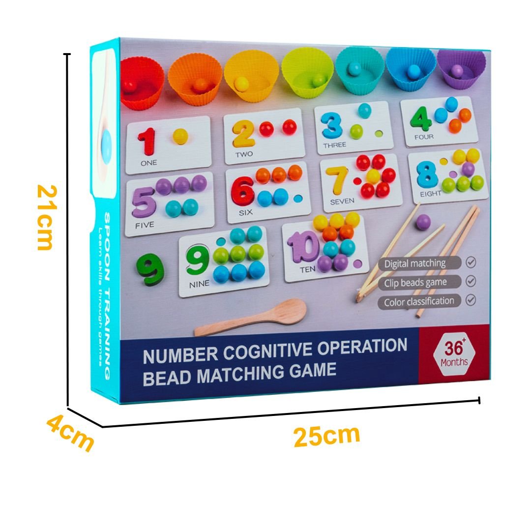 Beads Matching and Counting Puzzle Game: Math and Numbers Teaching Montessori Toy for Kids - Fun Learning Store