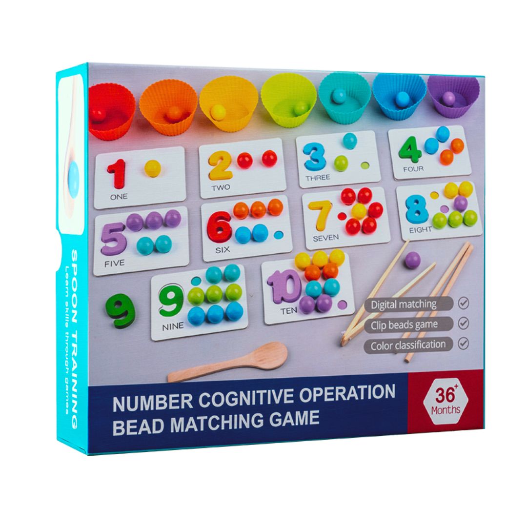 Beads Matching and Counting Puzzle Game: Math and Numbers Teaching Montessori Toy for Kids - Fun Learning Store