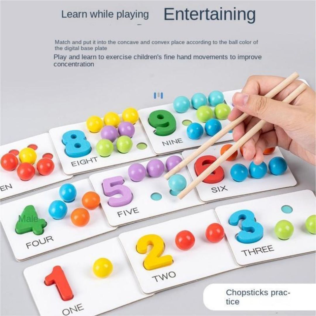 Beads Matching and Counting Puzzle Game: Math and Numbers Teaching Montessori Toy for Kids - Fun Learning Store