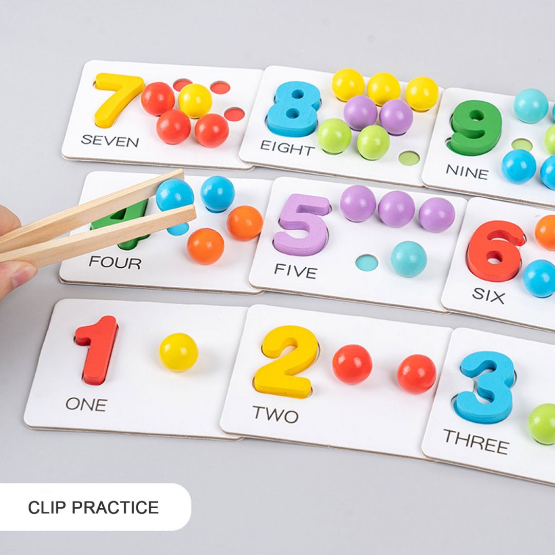 Beads Matching and Counting Puzzle Game: Math and Numbers Teaching Montessori Toy for Kids - Fun Learning Store