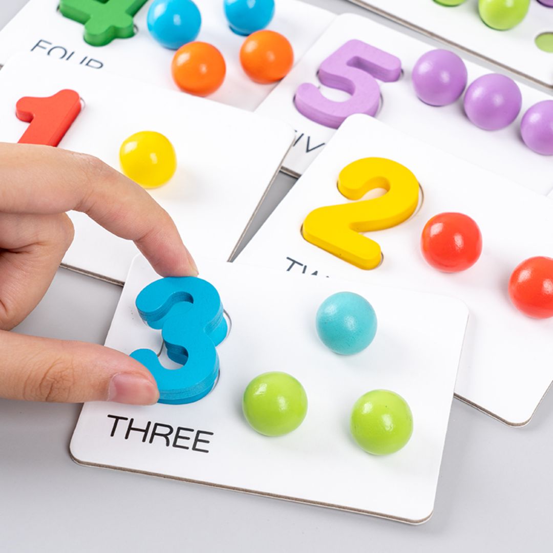 Beads Matching and Counting Puzzle Game: Math and Numbers Teaching Montessori Toy for Kids - Fun Learning Store