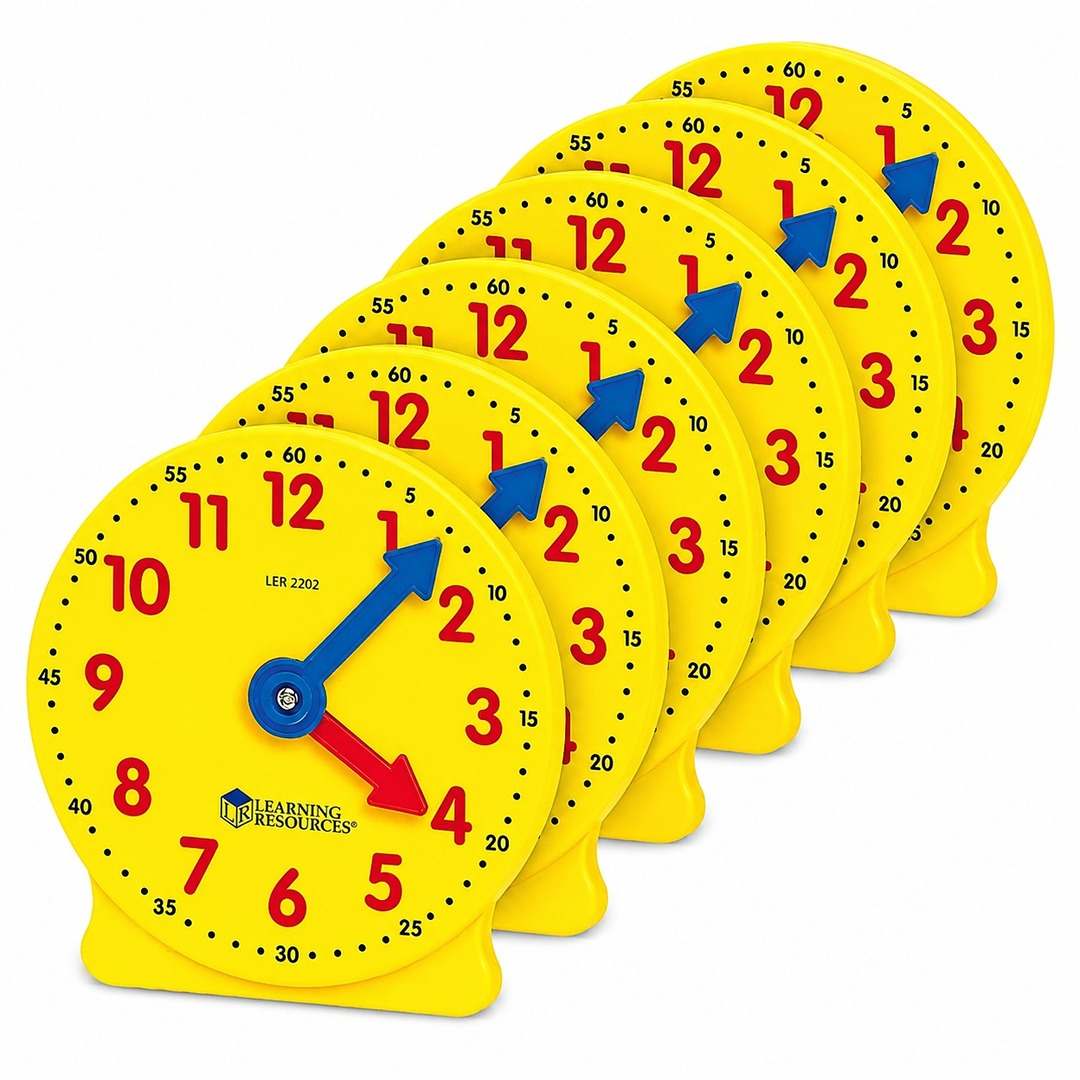 Big Time Geared Mini-Clocks (Set of 6) - Master Time-Telling & Math Skills! - Fun Learning Store